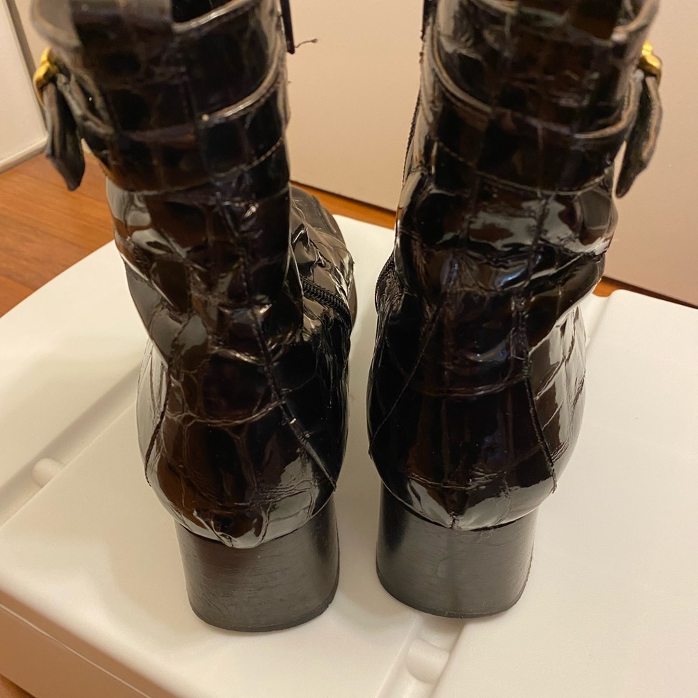 1990’s vintage patent brown leather bootie - Picture 10 of 13